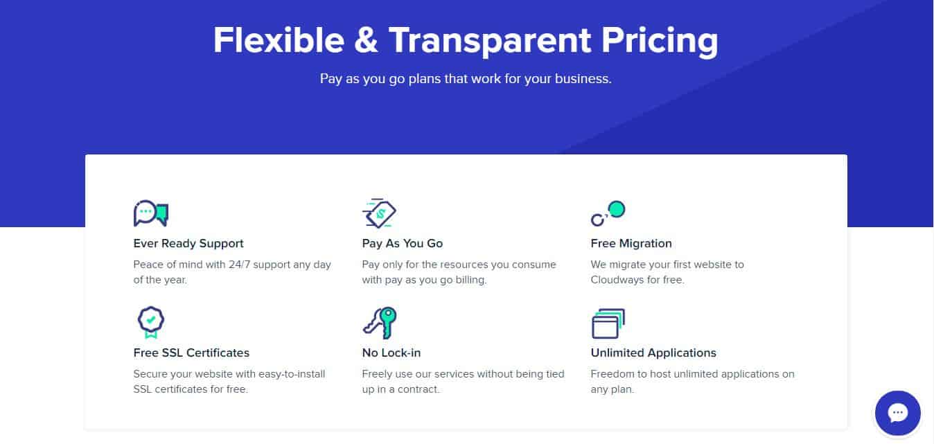 Cloudways Pay as you go and No contract plans