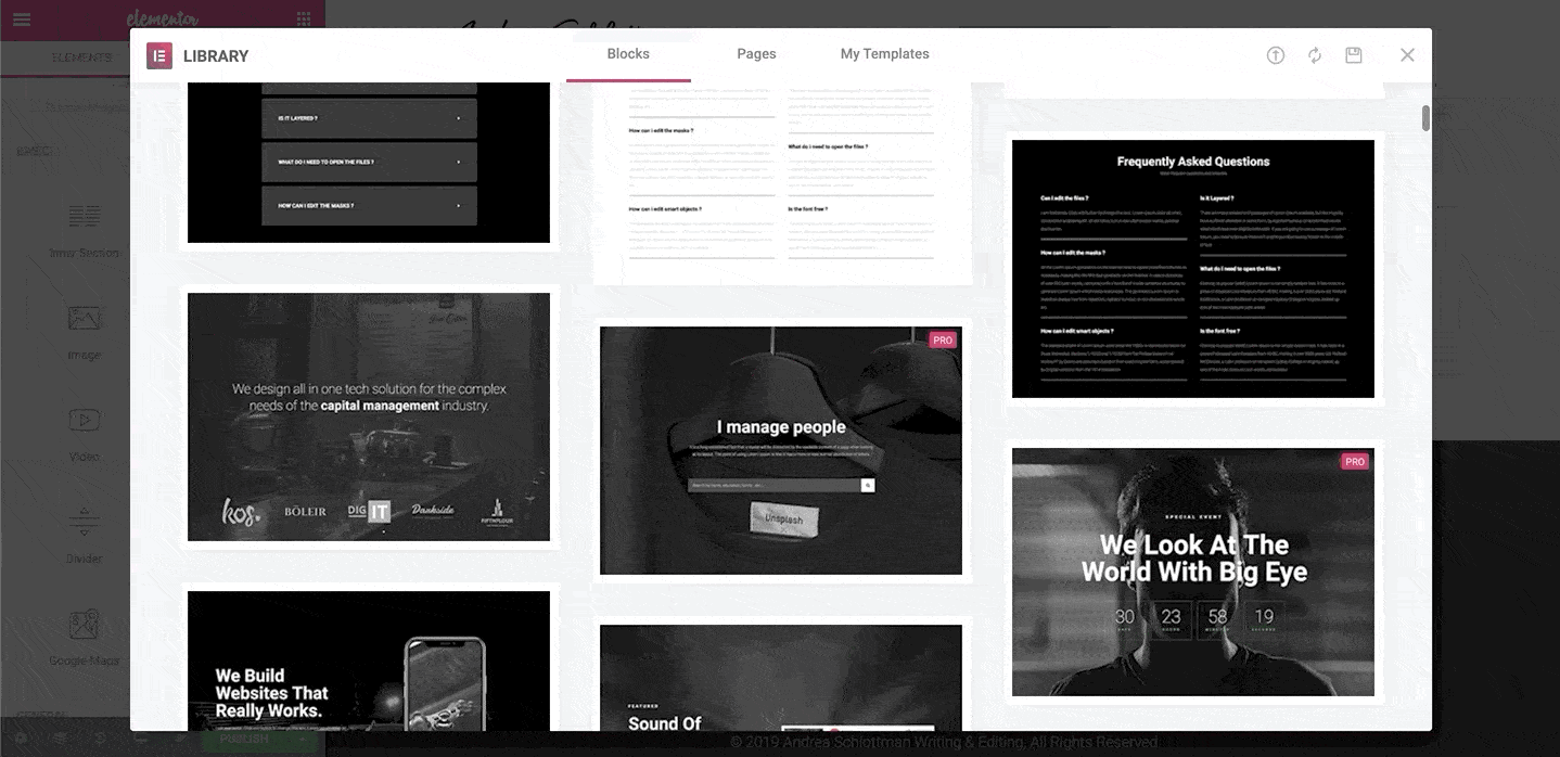 Elementor page templates
