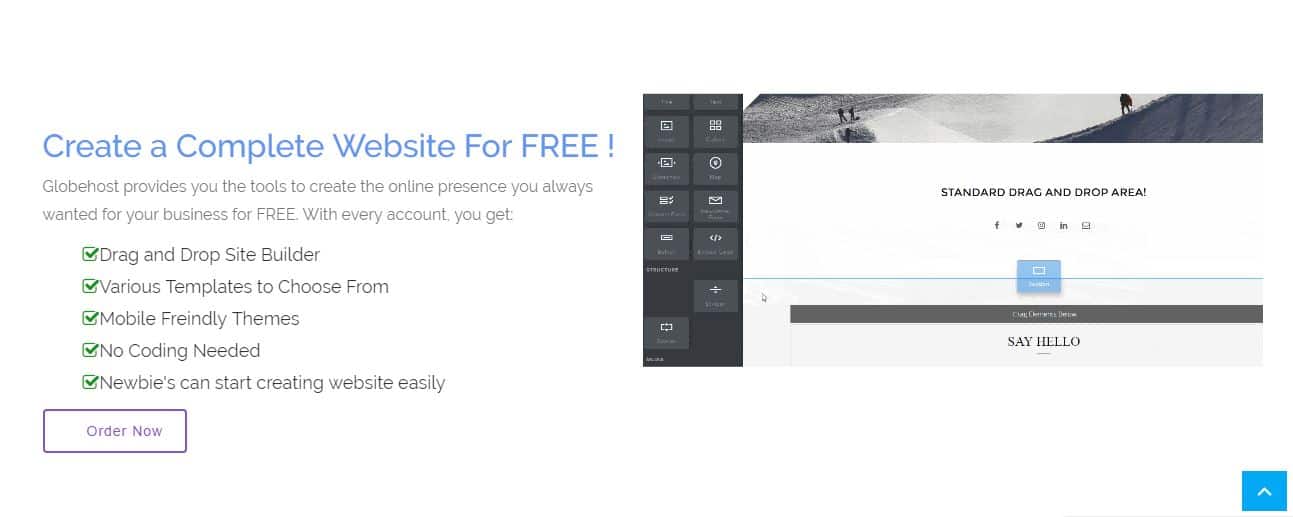 GlobeHost Drag and Drop Website Builder