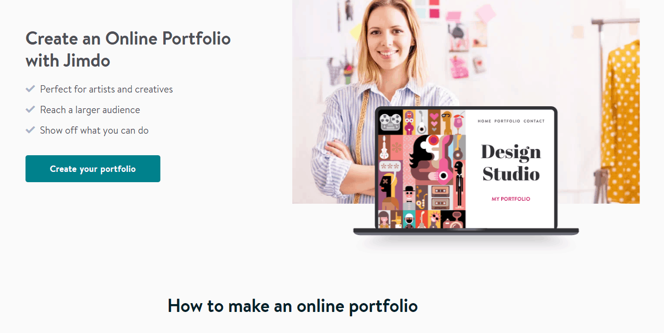 Jimdo online portfolio builder