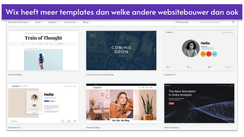 Wix templategalerij