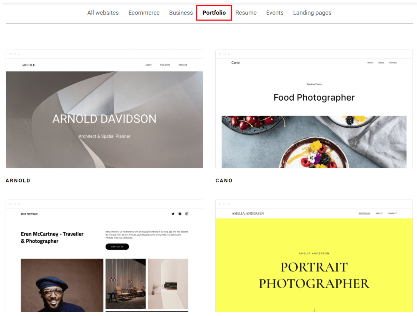 Zyro Portfolio Templates