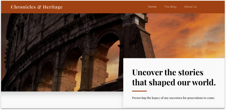 SITE123's website template.