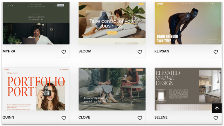Squarespace's templates on its official website.