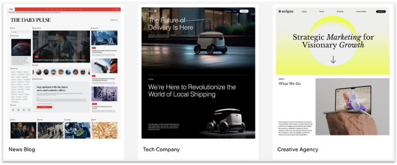 Wix Studio templates on its website.