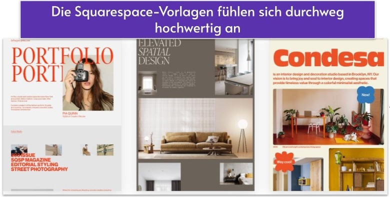 Die Squarespace-Vorlagen fühlen sich durchweg hochwertig an