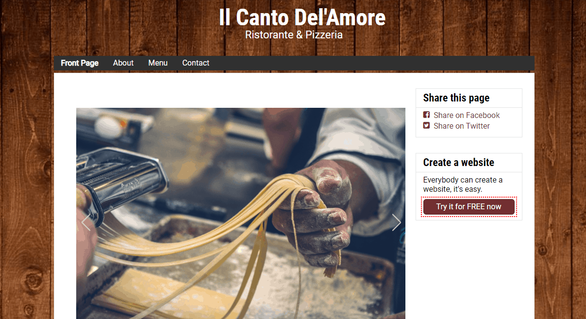 SimpleSite Italian Restaurant Example Site