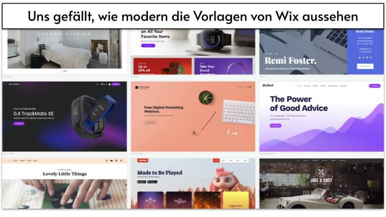 Uns gefällt, wie modern die Vorlagen von Wix aussehen
