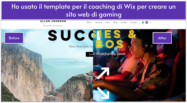 An example of how you can customize a Wix template