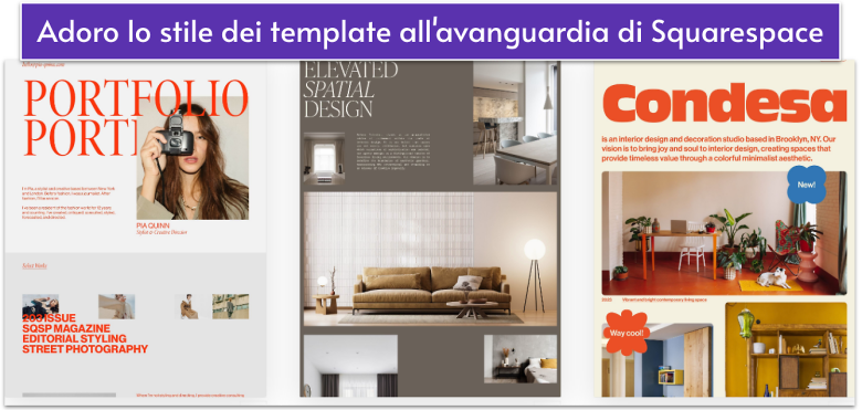Some of the templates from the Squarespace library