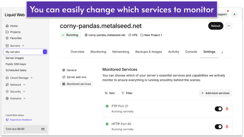 Liquid Web active monitoring.