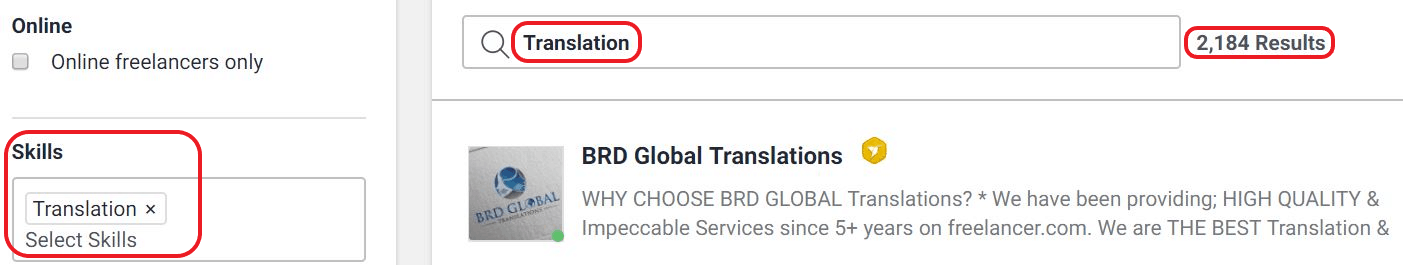 Freelancer translation job