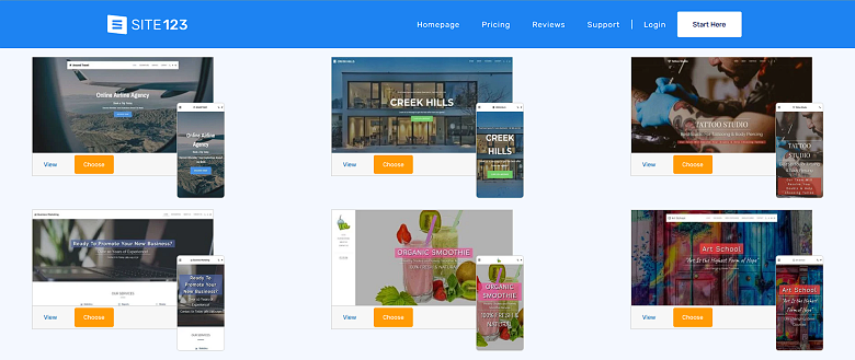 SITE123 templates