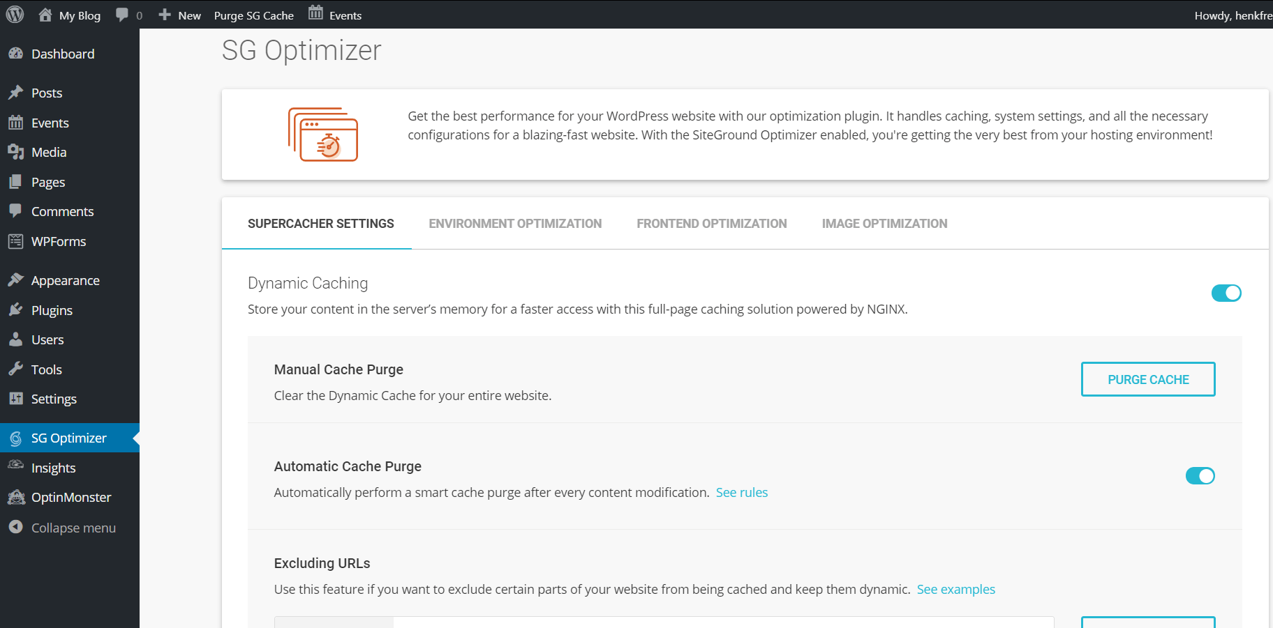 siteground SG optimizer