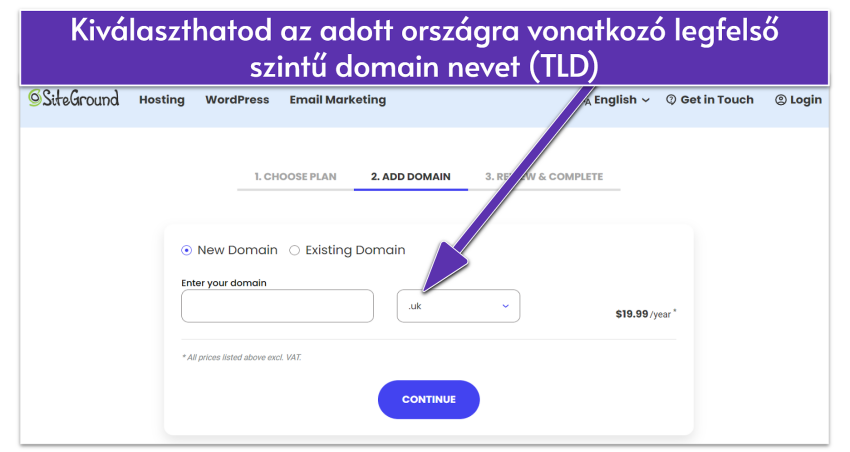 Graphic of SiteGround's domain registration page