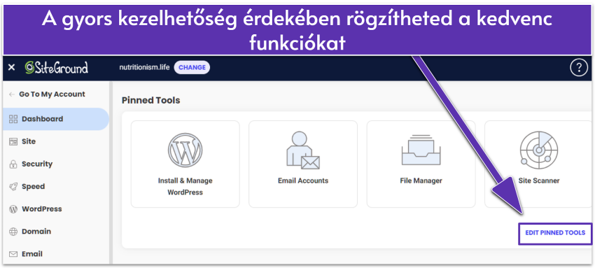 Graphic of SiteGround's tool dashboard