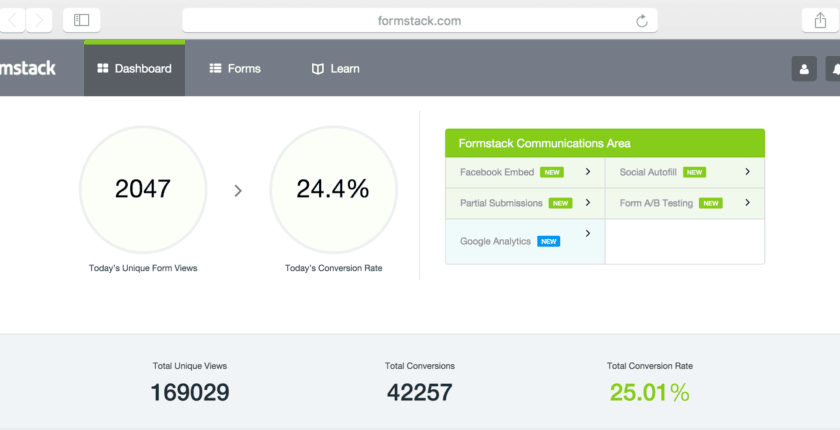 formstack dashboard