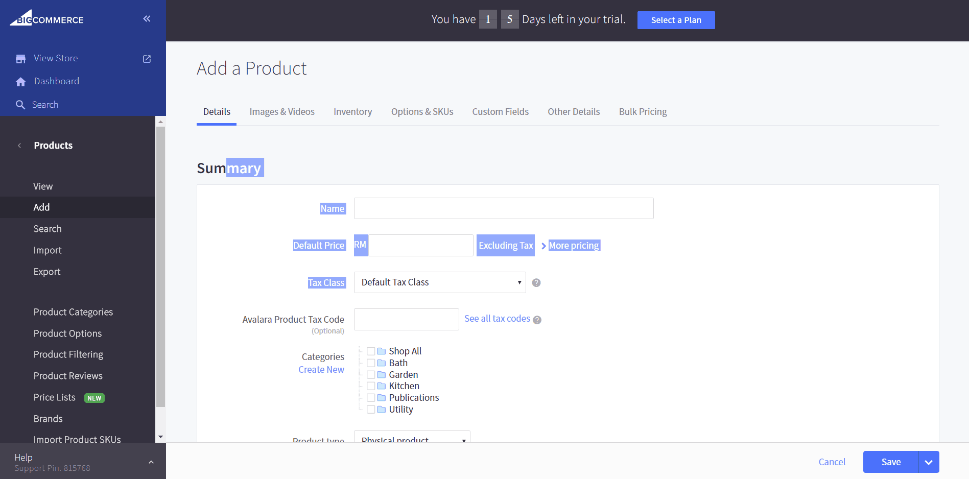 Default import. Bigcommerce uk.