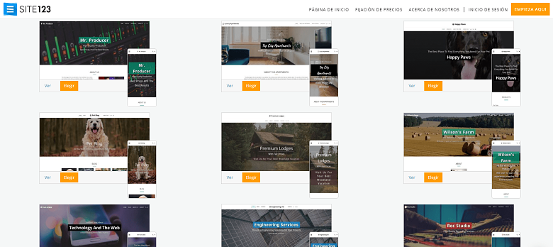 SITE123 templates for photography websites
