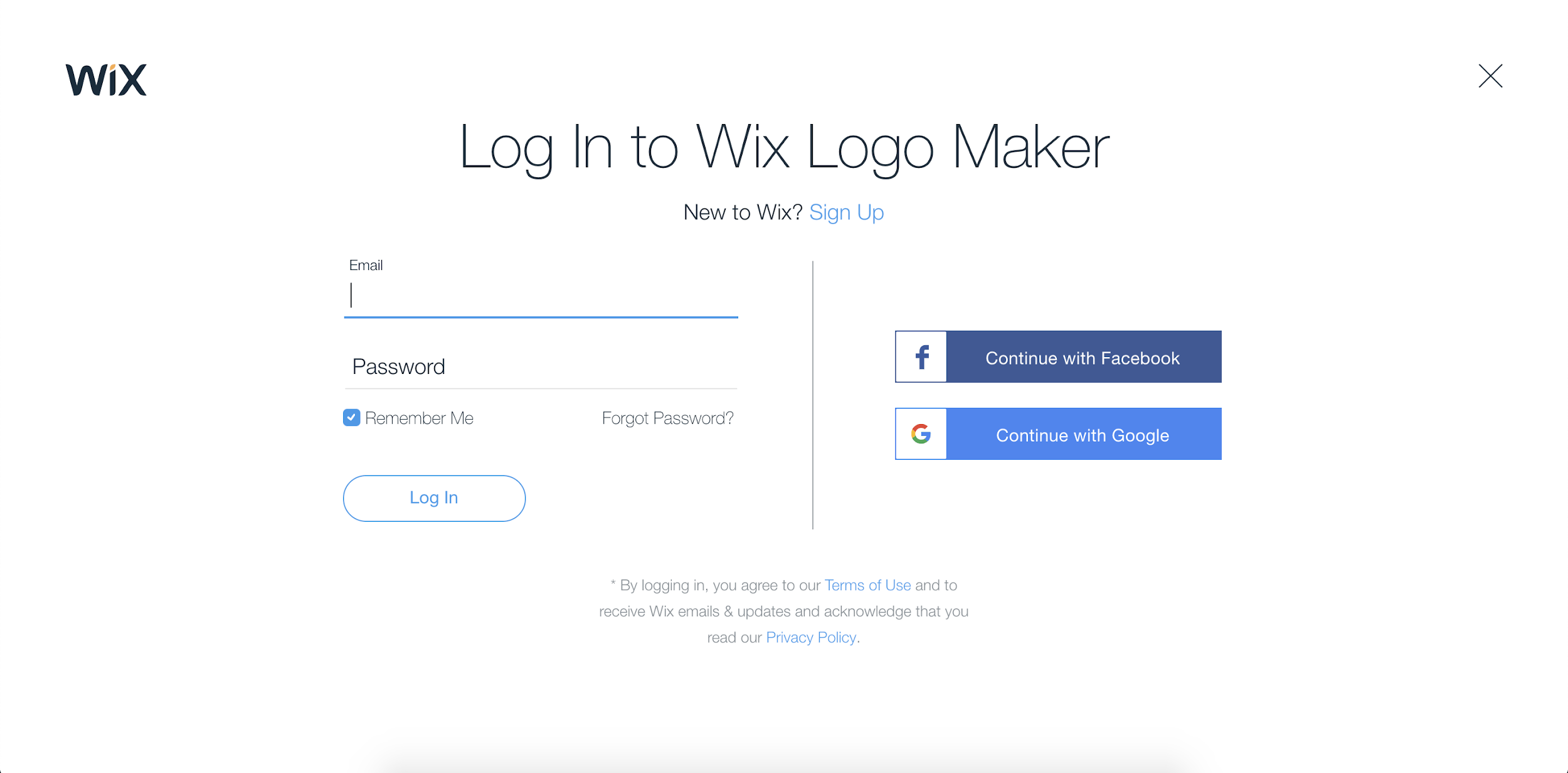 Wix Logo Maker signup - screenshot