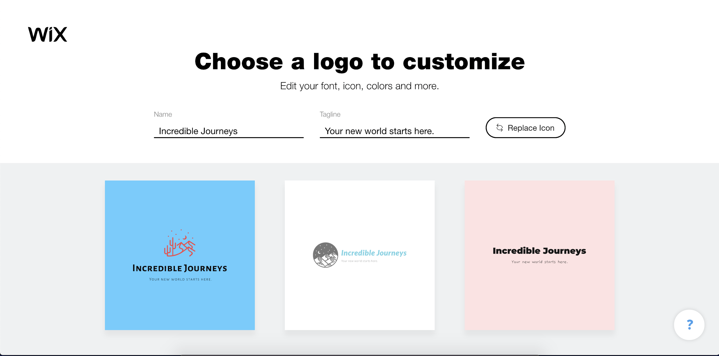 Wix Logo Maker screenshot - Choose a logo to customize?