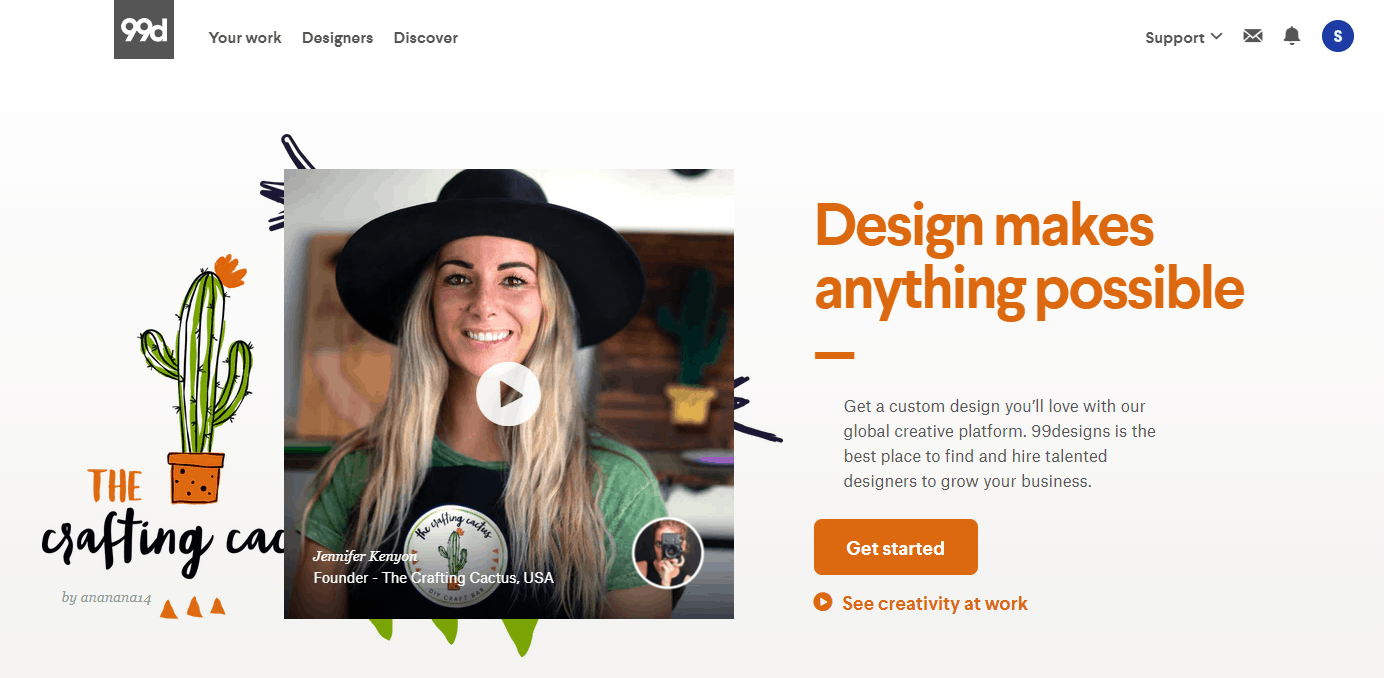 99designs homepage screenshot