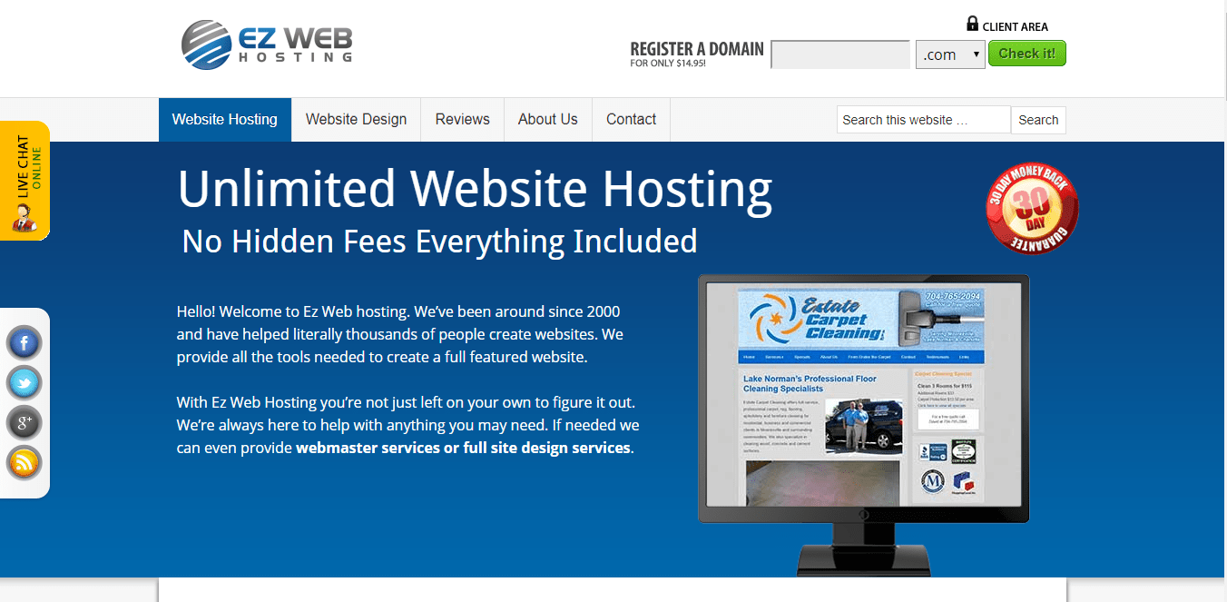 Ez Web Hosting website