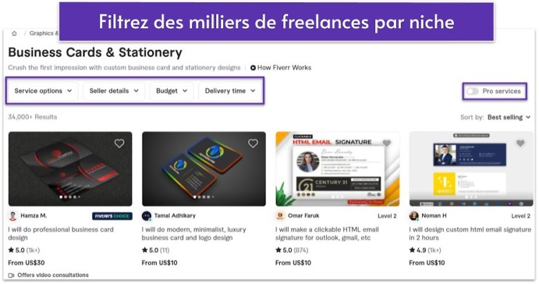 Filtrez des milliers de freelances par niche1