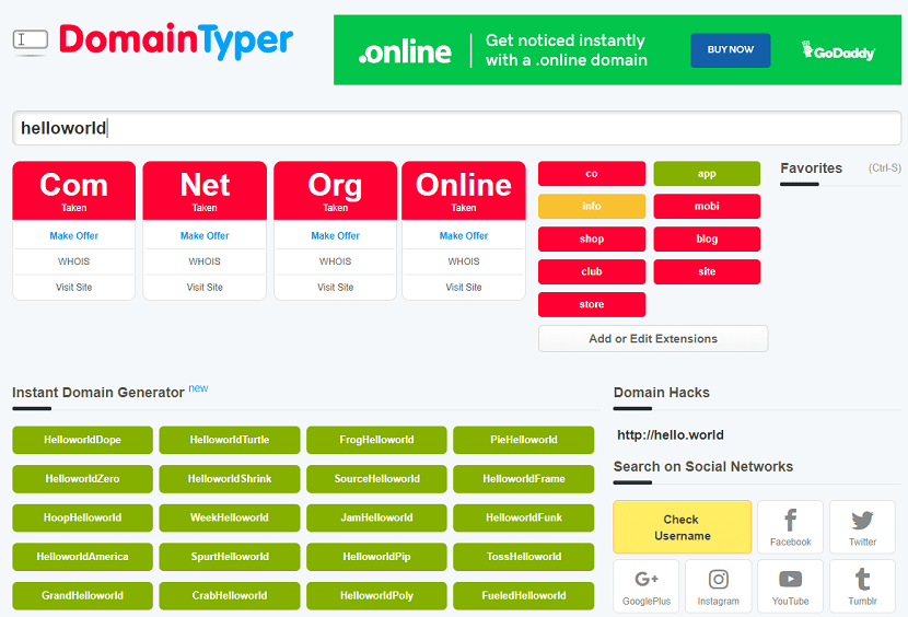 DomainTyper Domain Name Generator