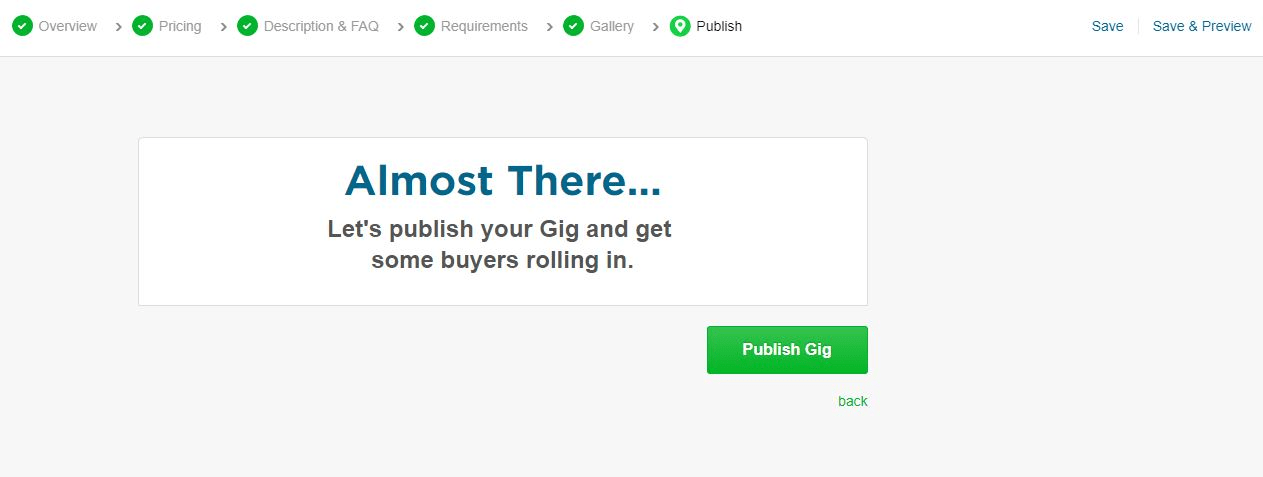 Fiverr - Pubblica la tua gig