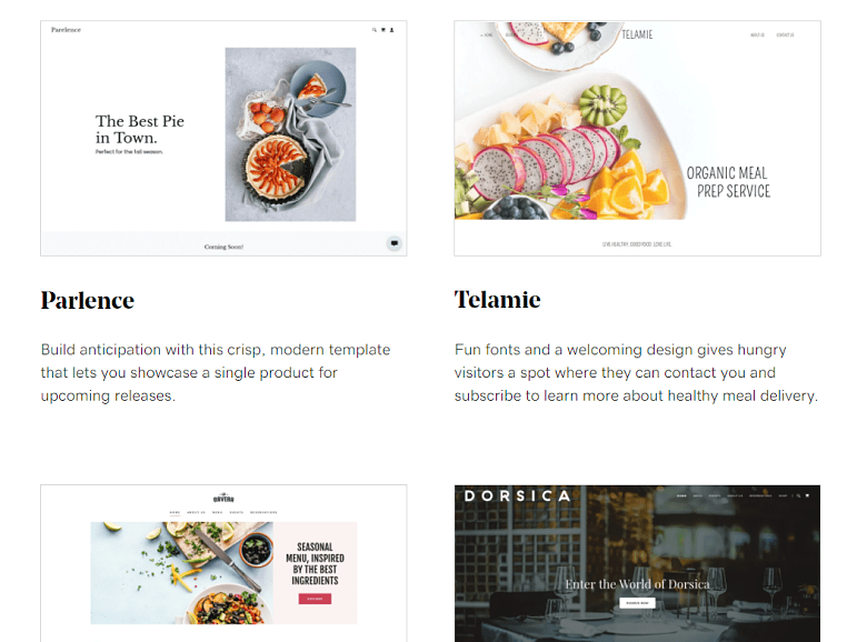 GoDaddy restaurant templates