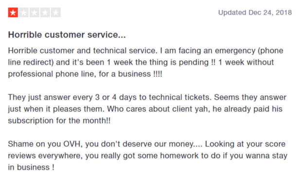 OVH trustpilot review 1