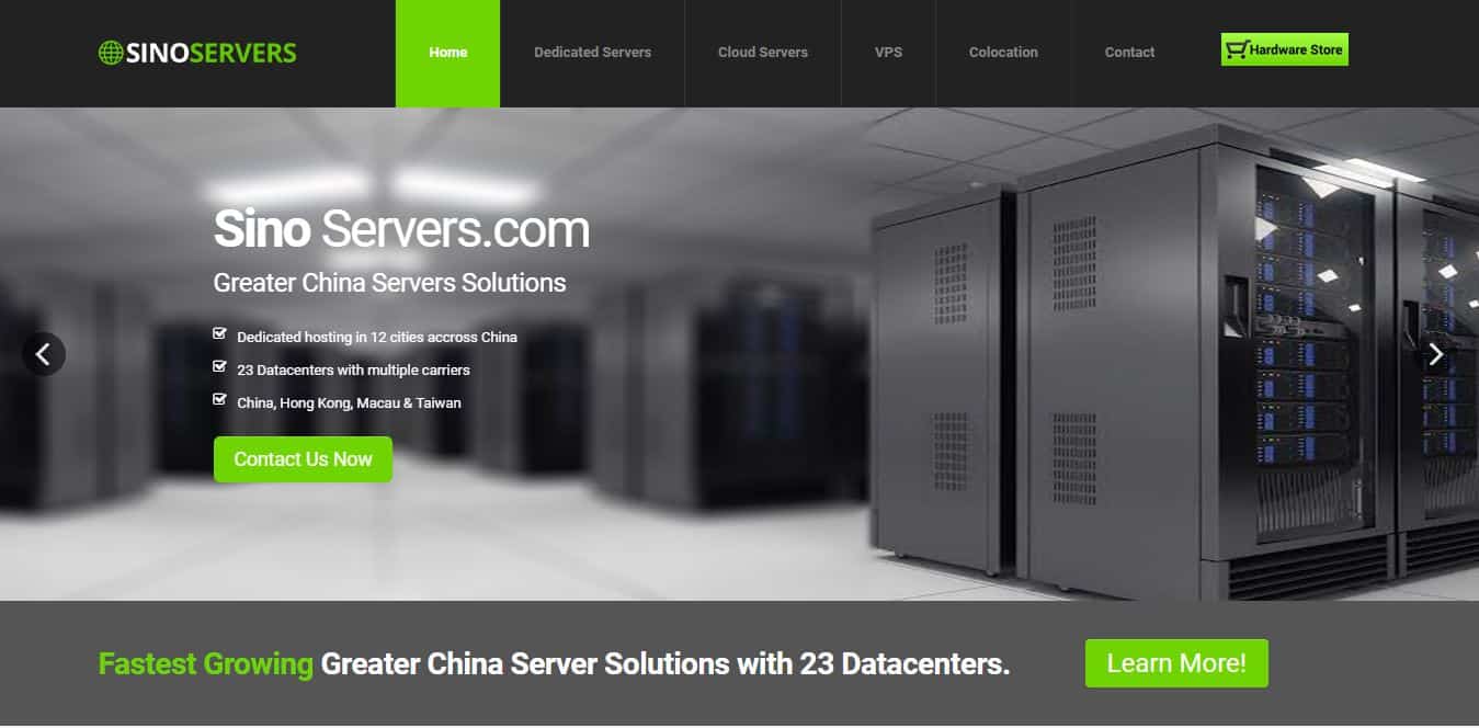 SinoServers website