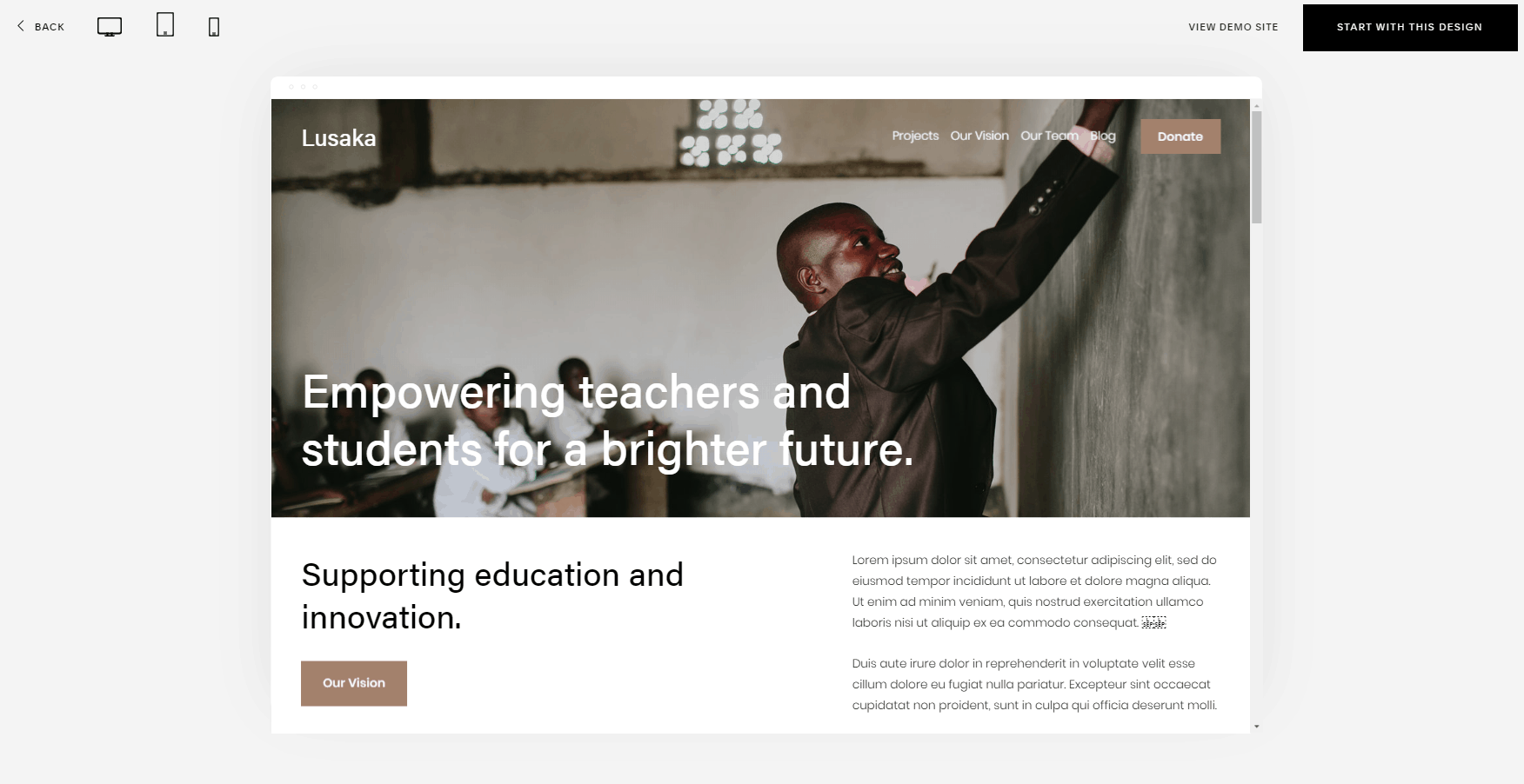 Squarespace Lusaka Nonprofit Template