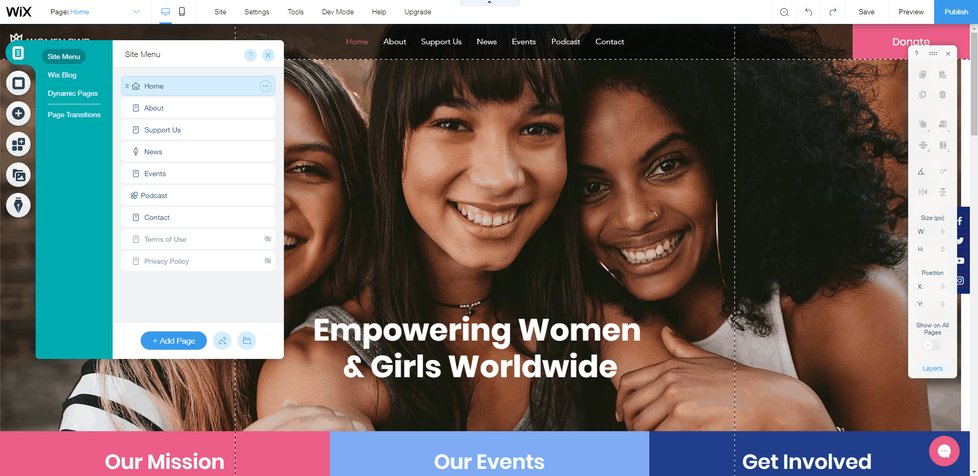 Wix Women Empowerment NGO Template