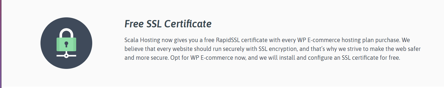 Scala Hosting review - free SSL