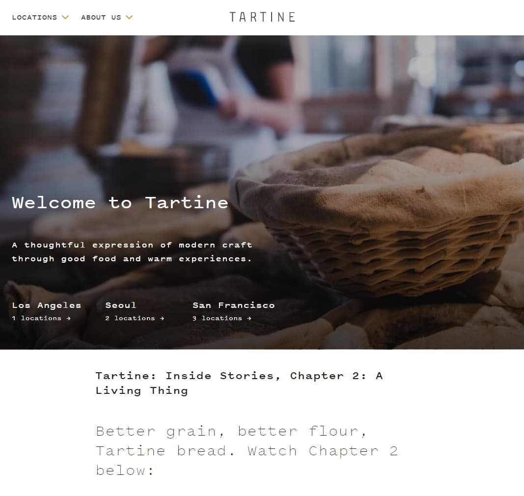 Tartine Bakery Website