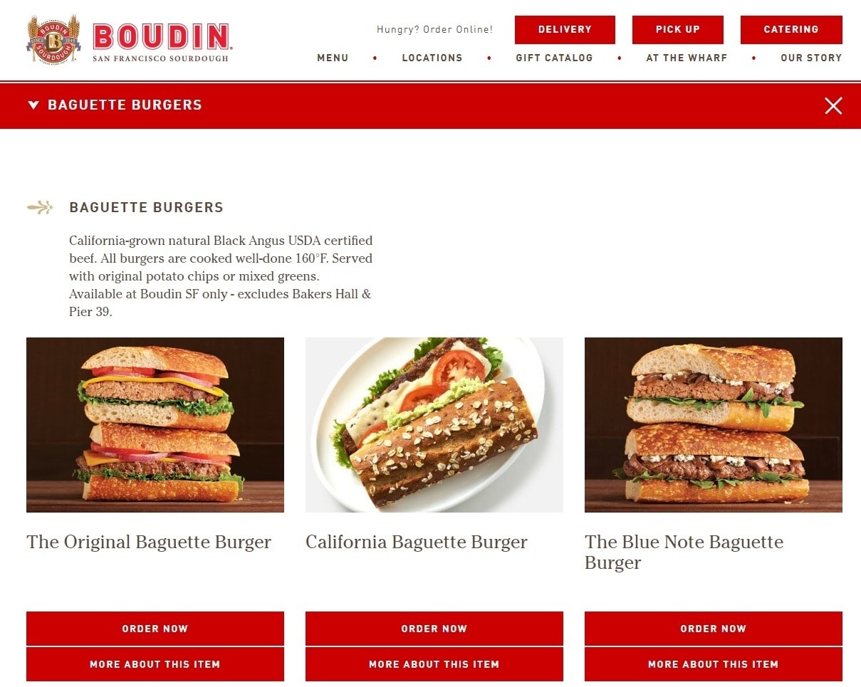 Boudin Bakery Website