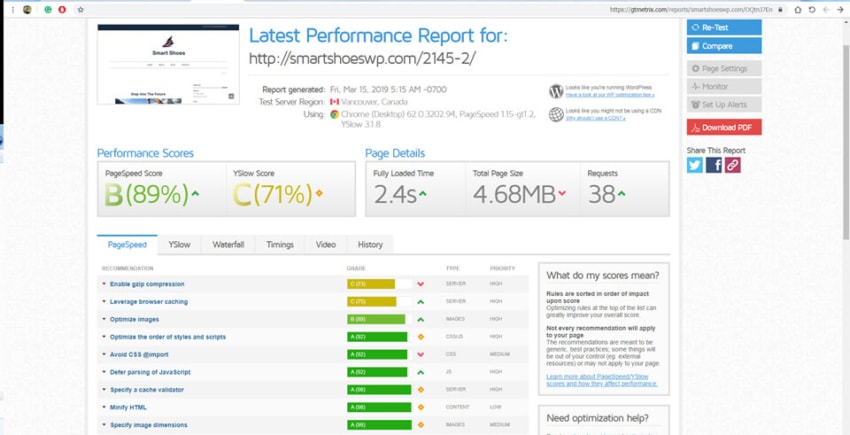 Gutenberg block editor for WordPress speed test