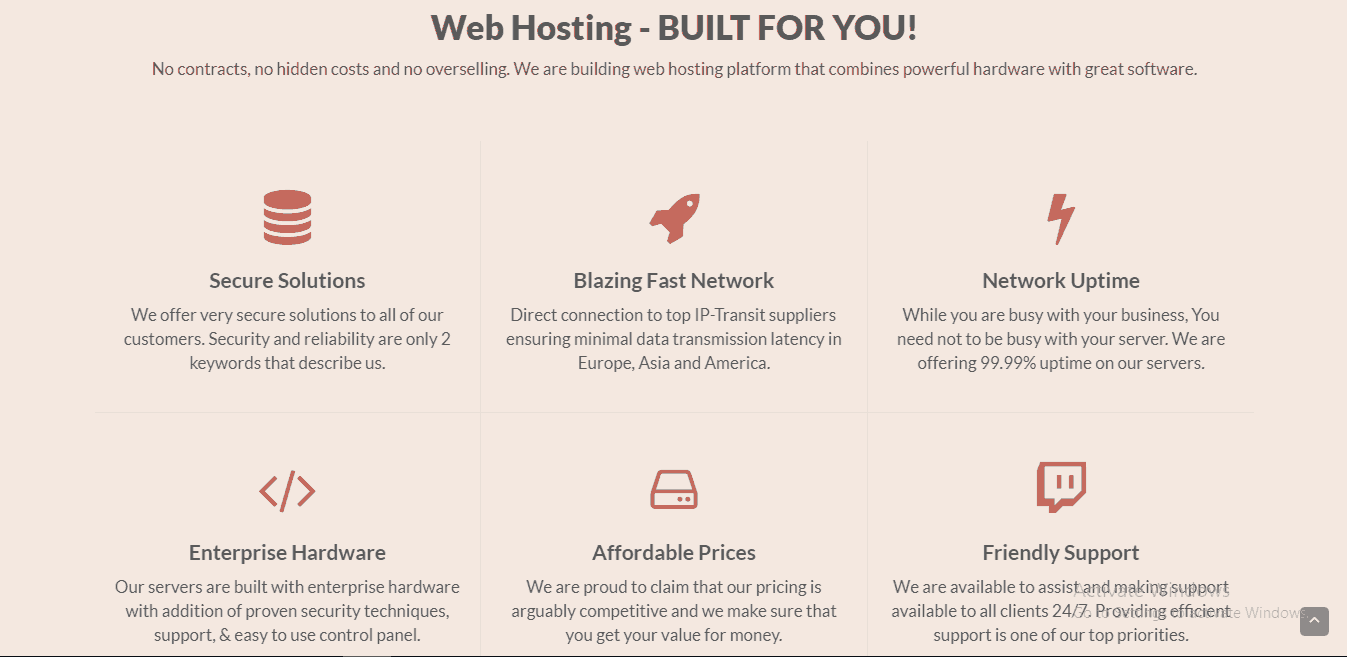 HostBrink features