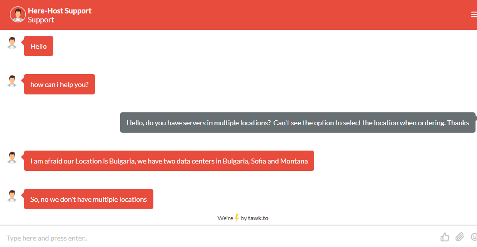 Here Host live chat support