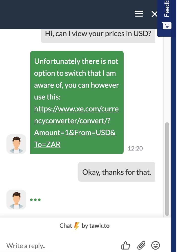 HOSTAFRICA live chat support