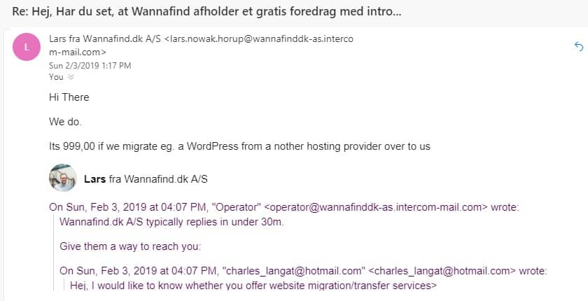 Wannafind email support