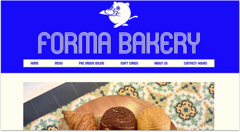 Forma Bakery Homepage.