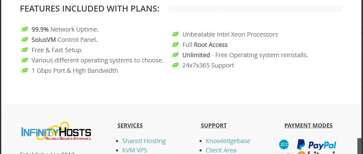 InfinityHosts features