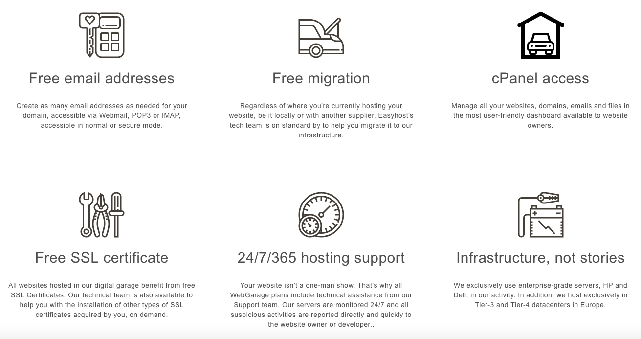 Easyhost Romania features