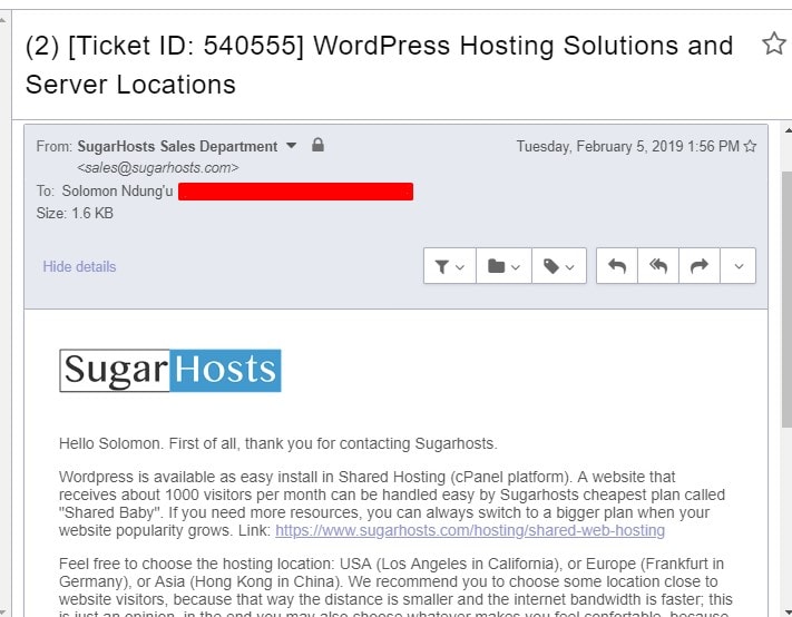 Sugarhosts ticket