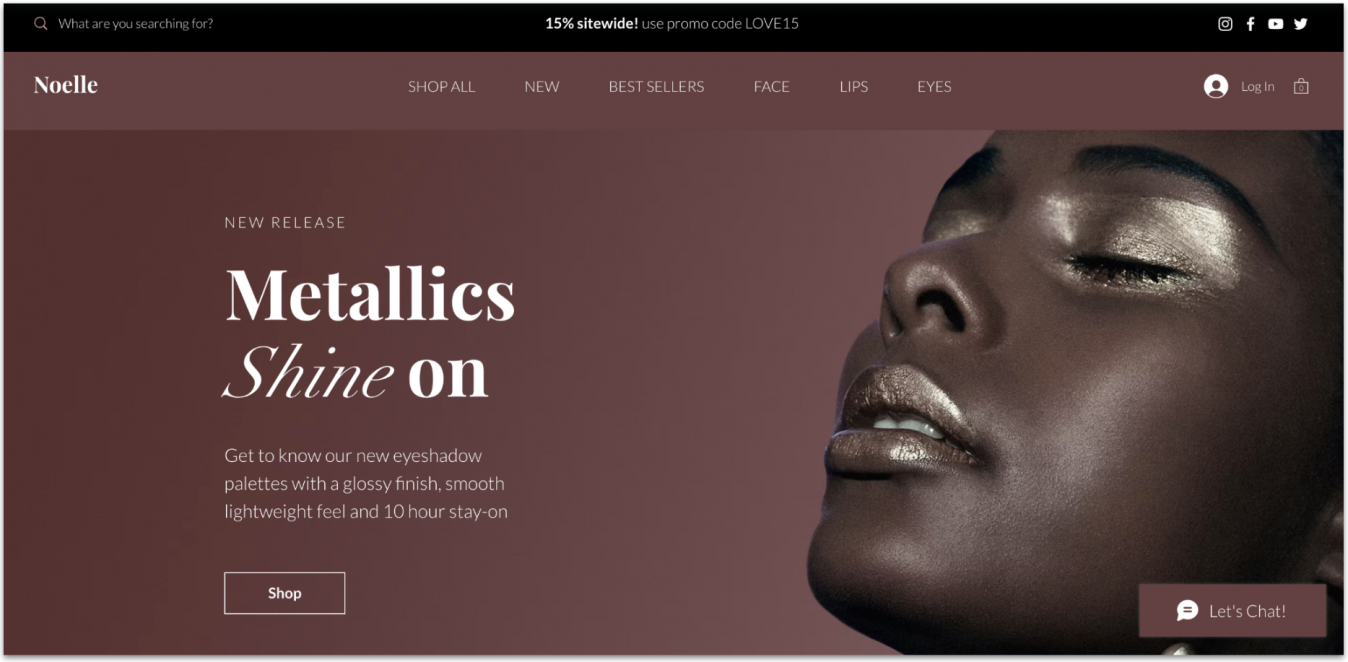 Wix's beauty shop template