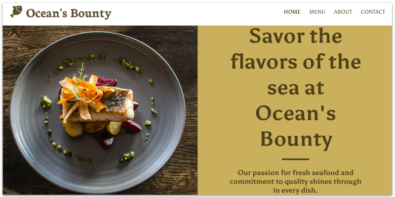 SITE123's restaurant template