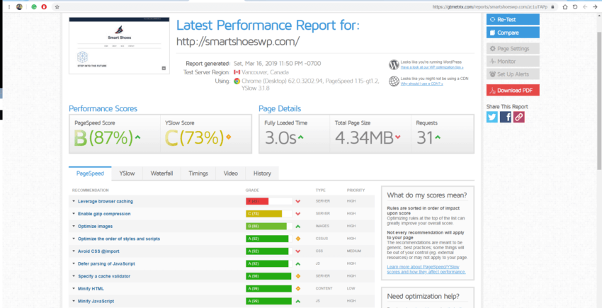 Jetpack plugin speed test